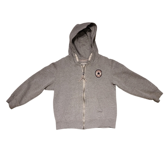 CONVERSE Kids Full Zip Grey Hoodie Size L 6-7 Yrs - Picture 2 of 6